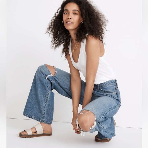 Madewell Denim - NWT Madewell Superwide-Leg Jeans in Amcliffe Wash: Knee-Rip Edition